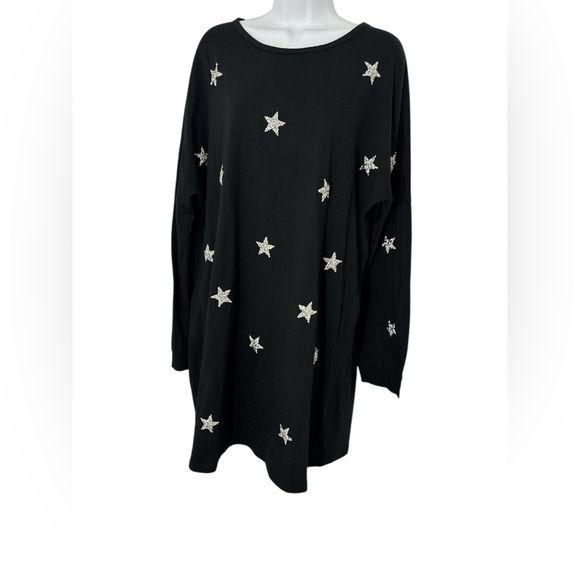 NWT Black Long Sleeve Star Dress - Picture 1 of 4